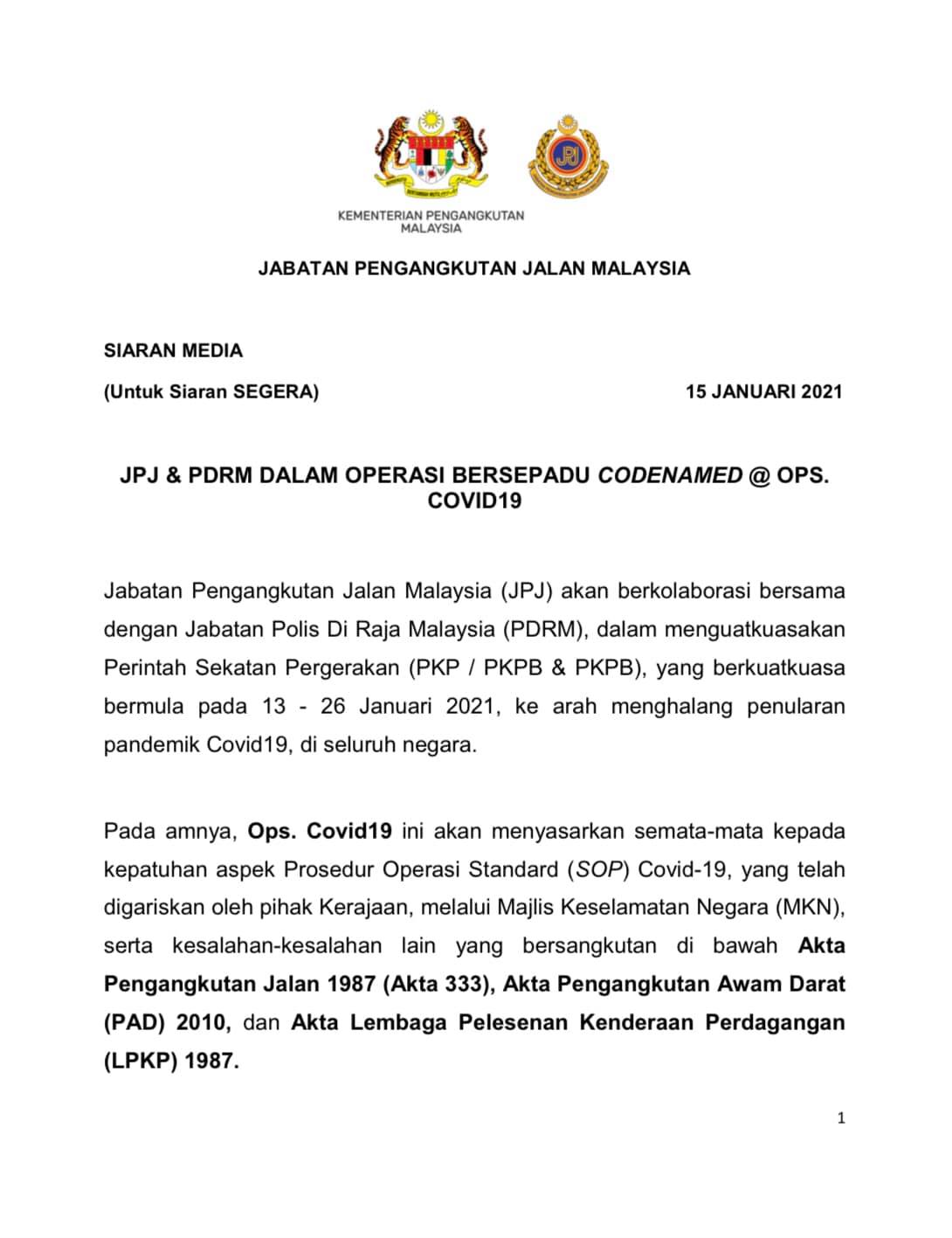 1 Pkp Pkpb Pkpp Covid 19 Siaran Media Jabatan Pengangkutan Jalan