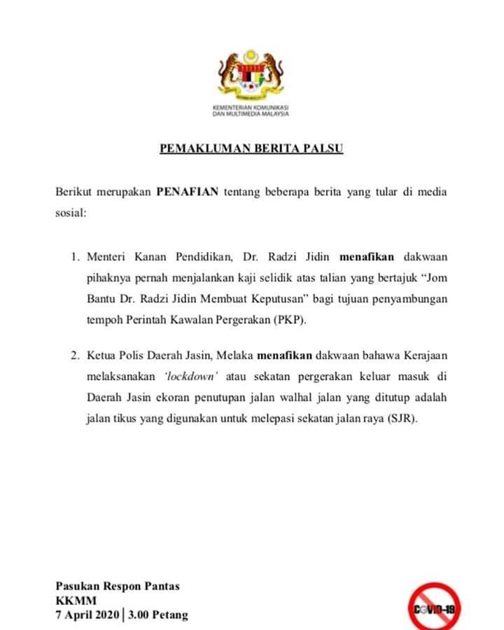 5 Covid 19 Penafian Berita Palsu Di Media Sosial