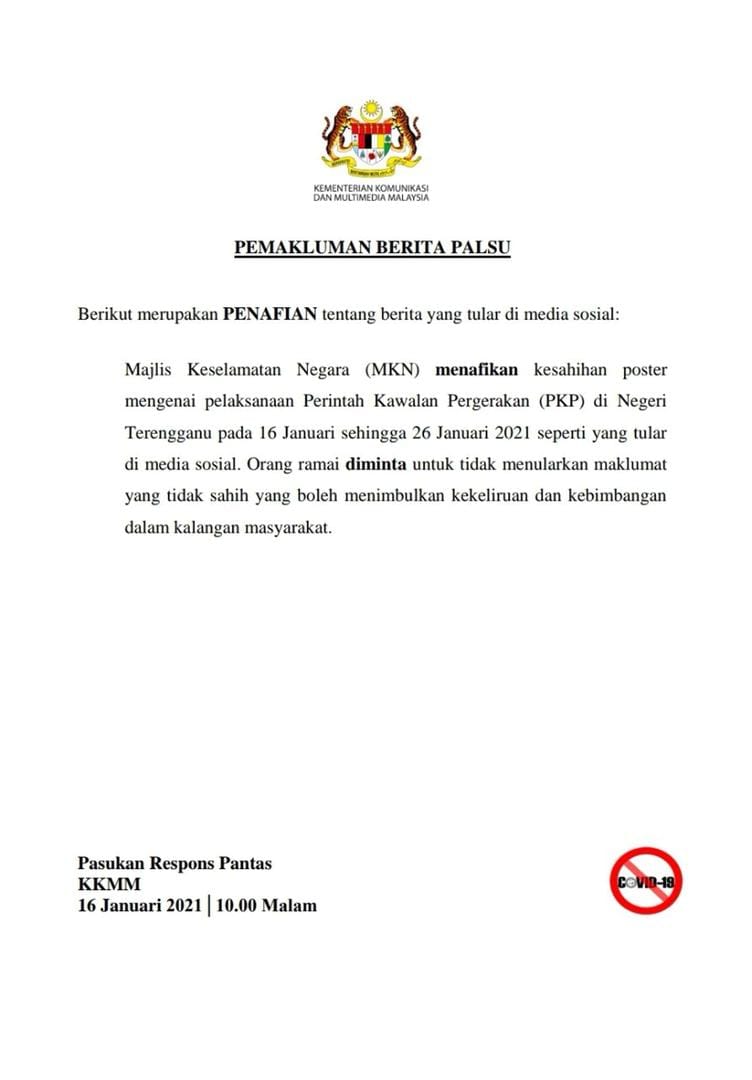 qw #PKP #PKPB #PKPP #COVID-19 PENAFIAN BERITA PALSU YANG TULAR DI MEDIA SOSIAL
