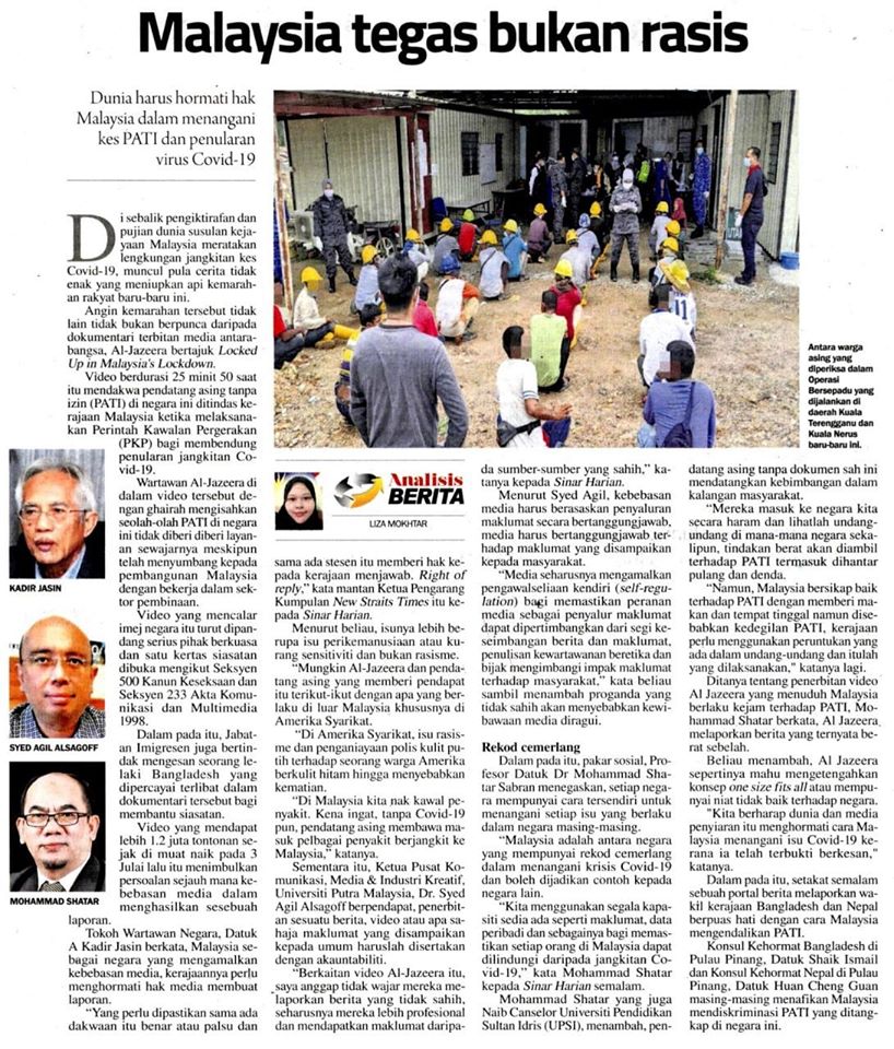 qw Pkpp Covid 19 Keratan Akhbar Pilihan Malaysia Tegas Bukan Rasis