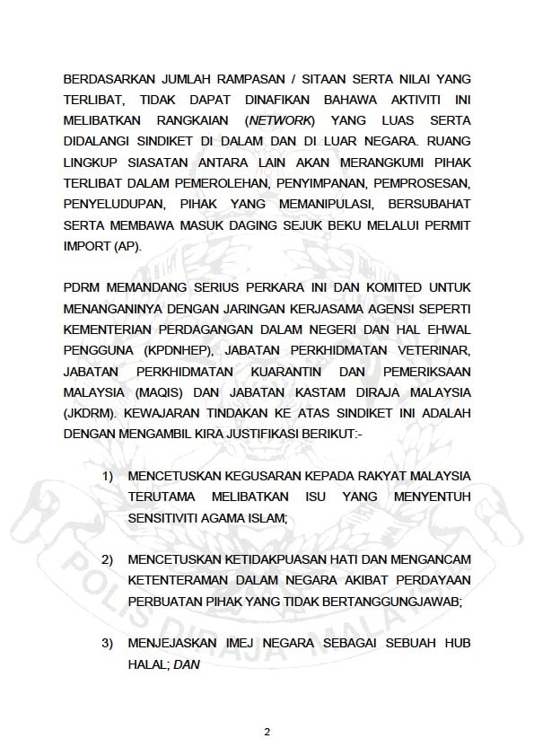 2 Kenyataan Media Pengarah Jabatan Siasatan Jenayah Siasatan Isu Kartel Daging Menyalahgunakan Pengesahan Logo Halal
