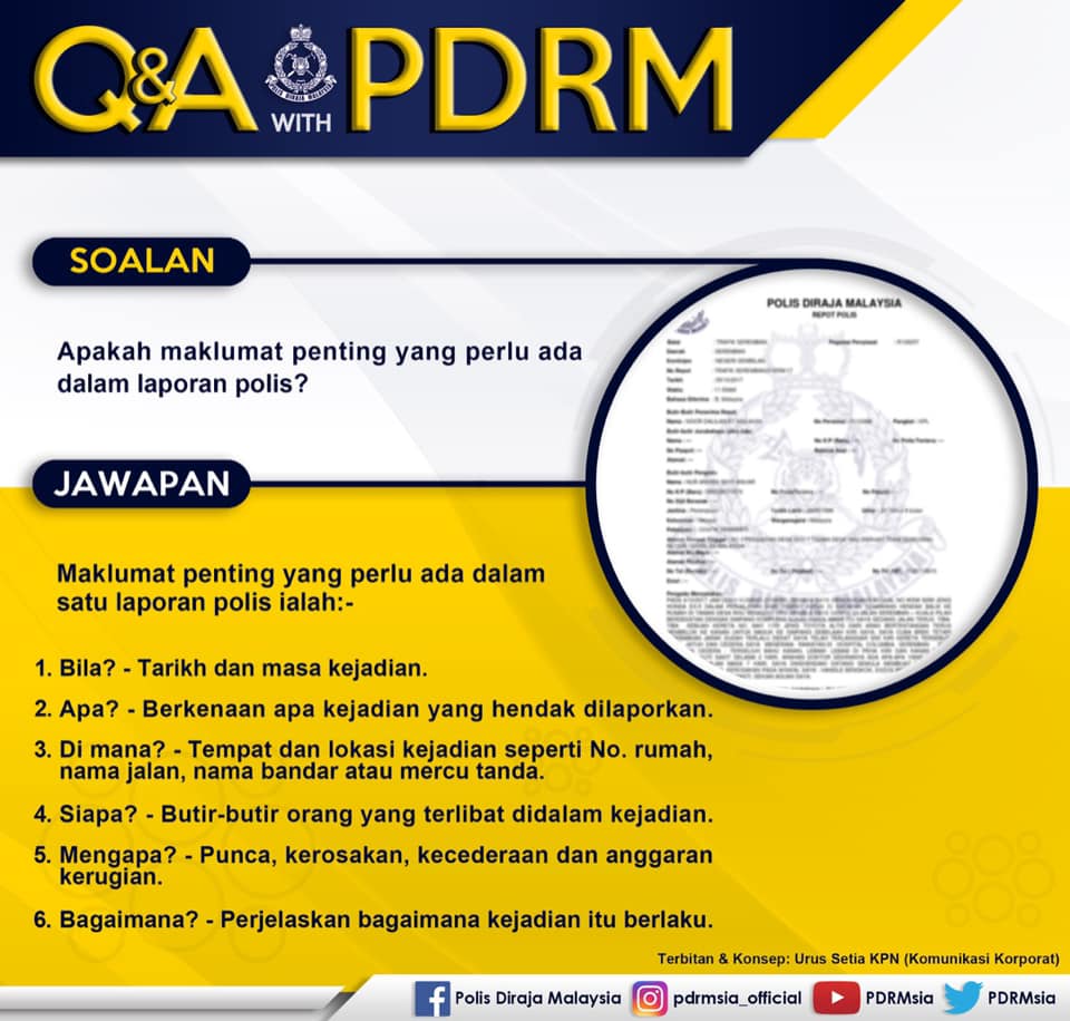 3 Q Awithpdrm Maklumat Penting Yang Perlu Ada Dalam Laporan Polis