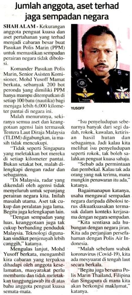 qw Pkpp Covid 19 Keratan Akhbar Pilihan Jumlah Anggota Dan Aset Terhad Jaga Sempadan Negara