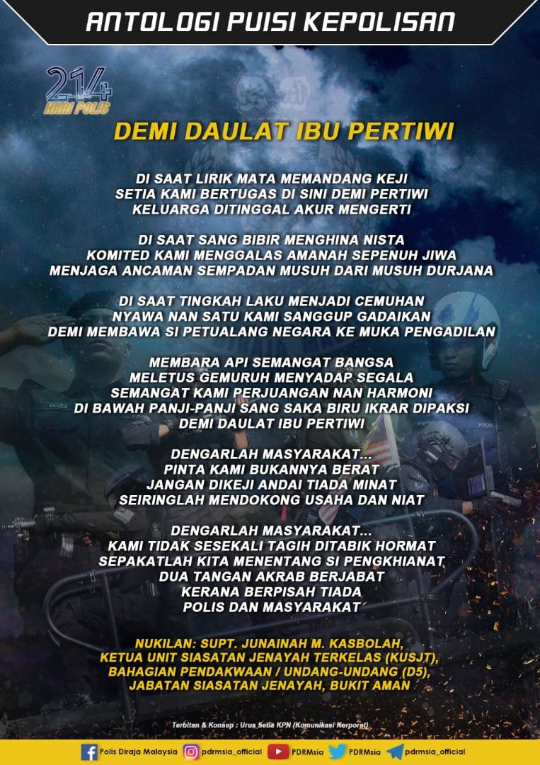 Hari Polis Ke 214 Antologi Puisi Kepolisan