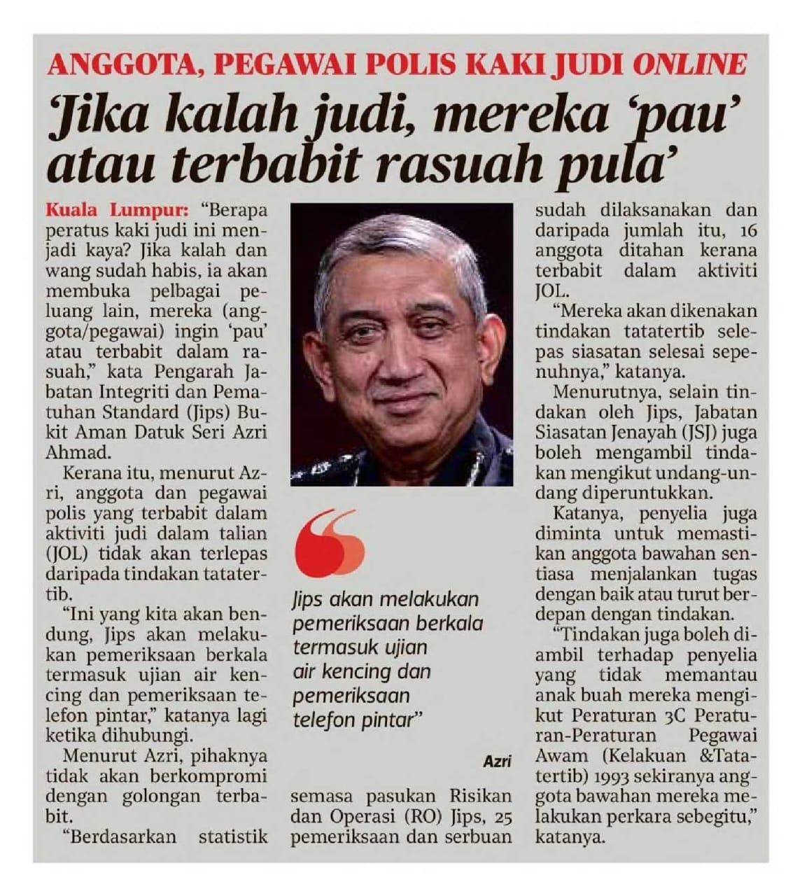 4f0e7999-fe0c-4bc6-964c-3da8a2c63158 Anggota Pegawai Polis Kaki Judi Online