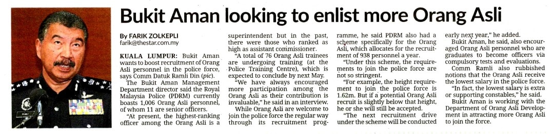 qw Keratan Akhbar Pilihan Bukit Aman Looking To Enlist More Orang Asli