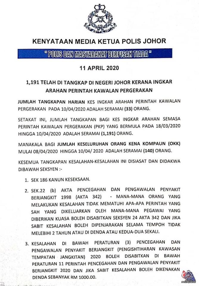 8 KENYATAAN MEDIA KETUA POLIS JOHOR