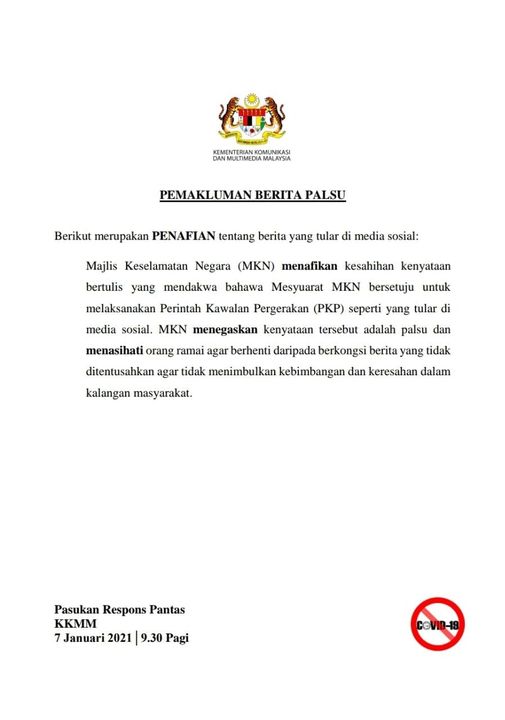 qw Pkp Covid 19 Penafian Berita Palsu Yang Tular Di Media Sosial
