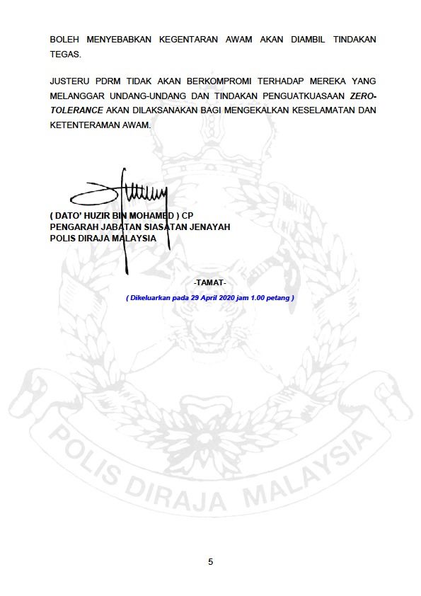 KENYATAAN MEDIA PENGARAH JABATAN SIASATAN JENAYAH.