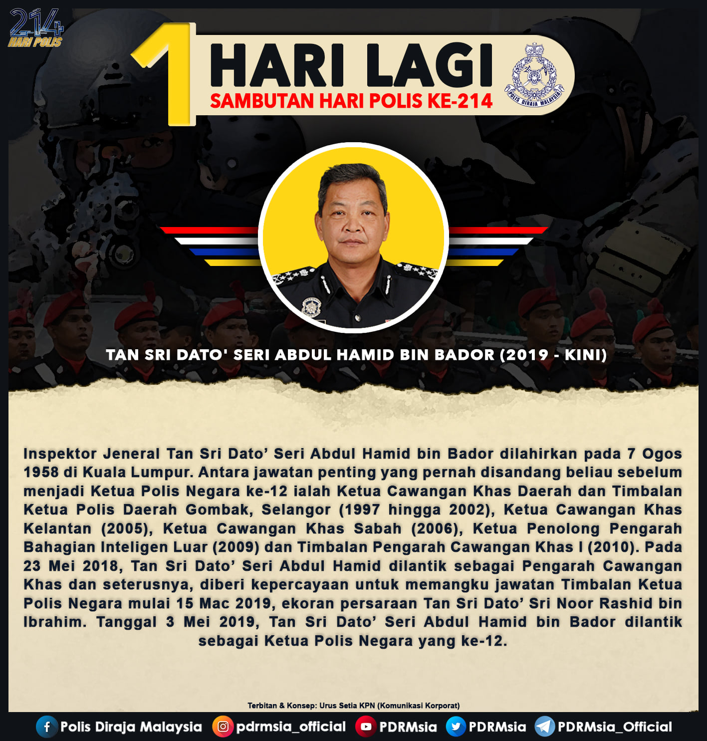 Countdown Hari Polis Ke 214 1 Hari Lagi