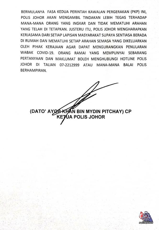 9 KENYATAAN MEDIA KETUA POLIS JOHOR