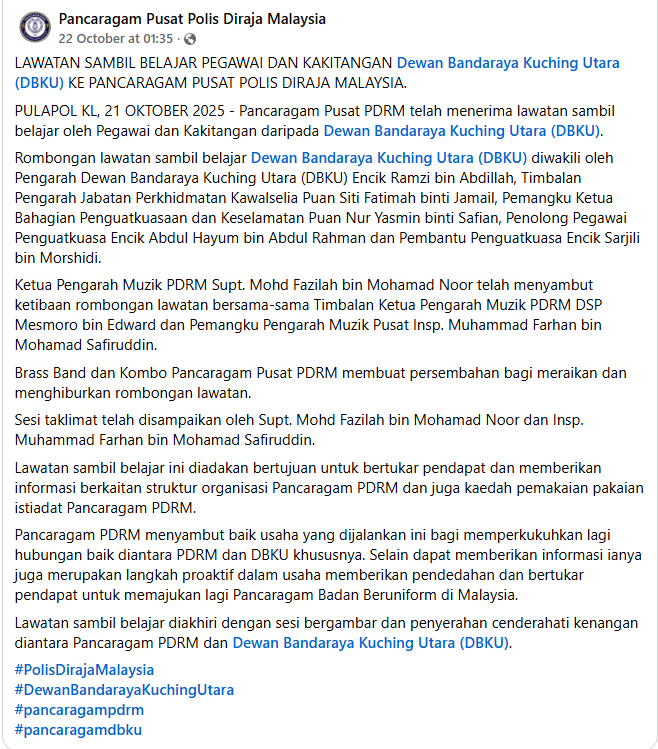 Posting Pilihan Unit Pancaragam Pdrm Kongsi Ilmu Bersama Dbku