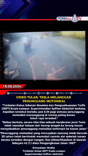 Video Tular Tesla Melanggar Penunggang Motosikal