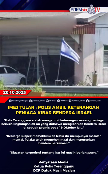 Imej Tular Polis Ambil Keterangan Peniaga Kibar Bendera Israel