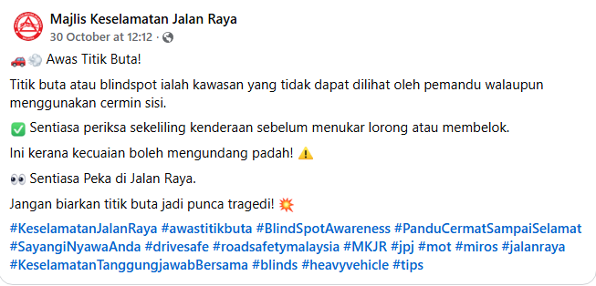 Posting Pilihan Awasi Titik Buta Sebelum Menukar Lorong