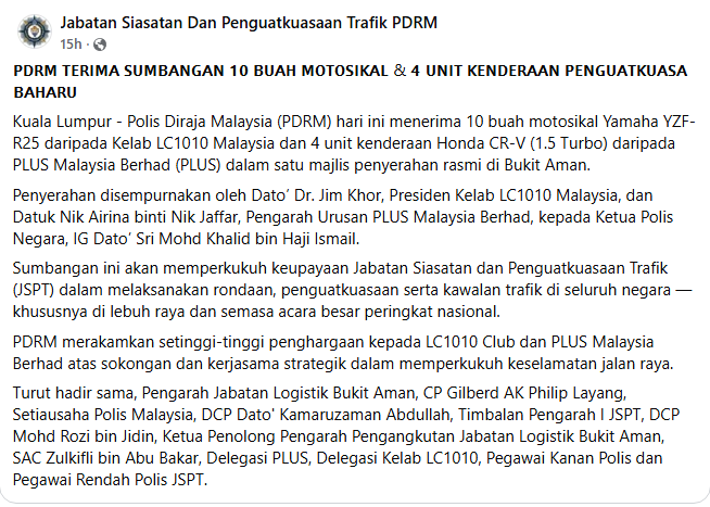 Posting Pilihan Pdrm Peroleh 14 Kenderaan Baharu Tingkat Keselamatan Dan Penguatkuasaan Jalan Raya