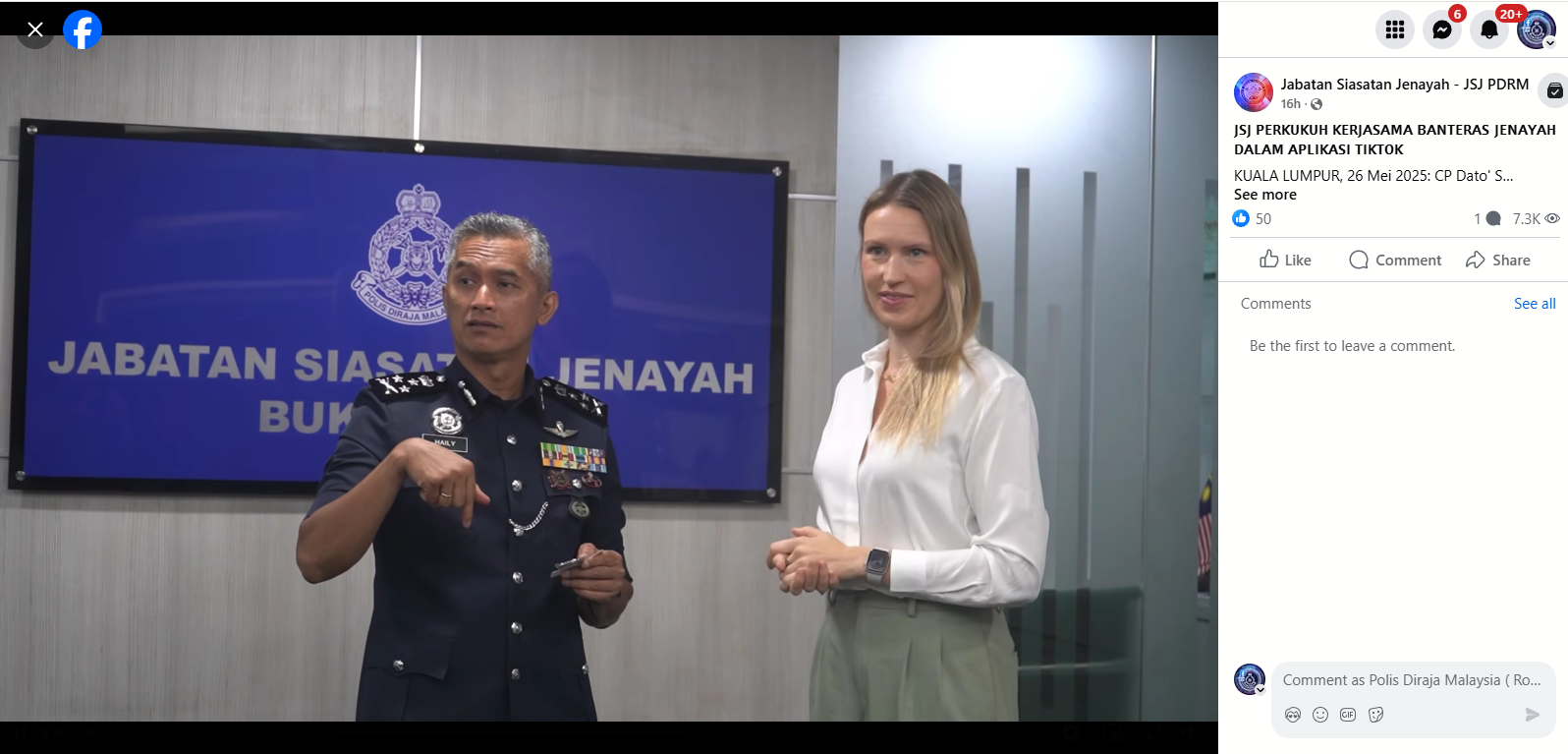 Video Pilihan Jsj Perkukuh Kerjasama Banteras Jenayah Dalam Aplikasi Tiktok