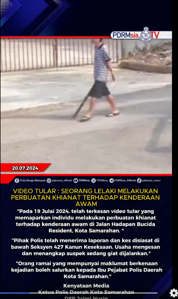 Video Tular Seorang Lelaki Melakukan Perbuatan Khianat Terhadap Kenderaan Awam