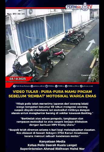 Video Tular Pura Pura Mahu Pinjam Sebelum Rembat Motosikal Warga Emas