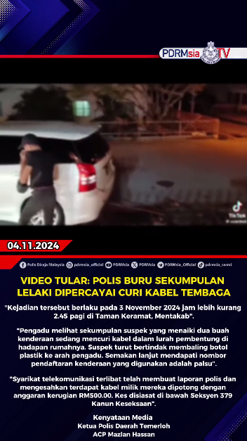 Video Tular Polis Buru Sekumpulan Lelaki Dipercayai Curi Kabel Tembaga