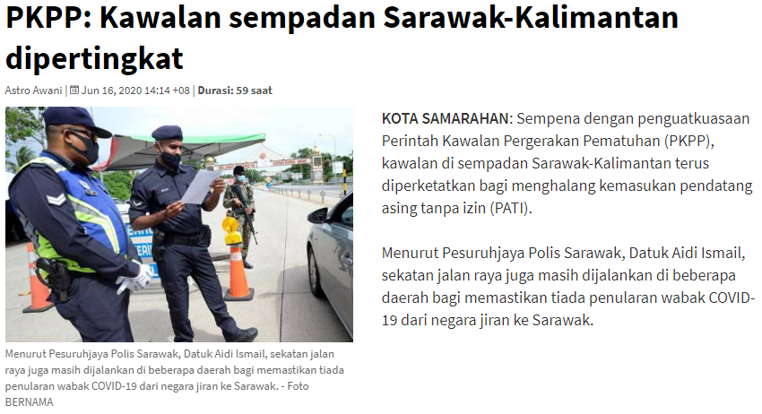Pkpp Covid 19 Artikel Pilihan Op Benteng Kawalan Sempadan Sarawak Kalimantan Dipertingkat