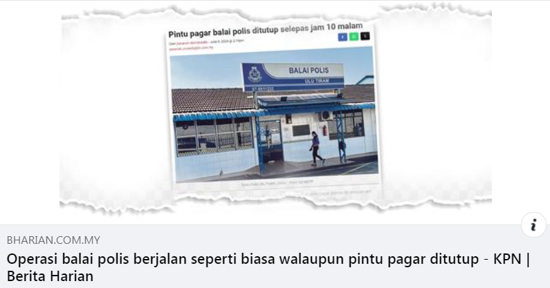 Artikel Pilihan Operasi Balai Polis Berjalan Seperti Biasa Walaupun Pintu Pagar Ditutup Kpn