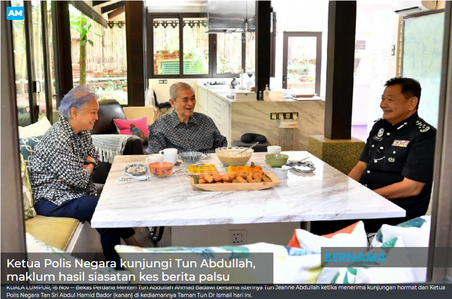 Artikel Pilihan Kpn Kunjungi Tun Abdullah Maklum Hasil Siasatan Kes Berita Palsu