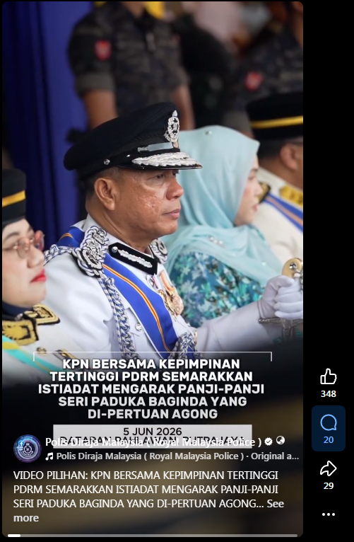 VIDEO PILIHAN: KPN BERSAMA KEPIMPINAN TERTINGGI PDRM SEMARAKKAN ISTIADAT MENGARAK PANJI-PANJI SERI PADUKA BAGINDA YANG DI-PERTUAN AGONG