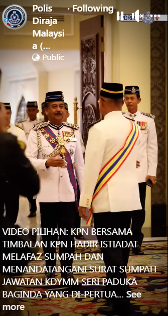 VIDEO PILIHAN: KPN BERSAMA TIMBALAN KPN HADIR ISTIADAT MELAFAZ SUMPAH DAN MENANDATANGANI SURAT SUMPAH JAWATAN KDYMM SERI PADUKA BAGINDA YANG DI-PERTUAN AGONG KE