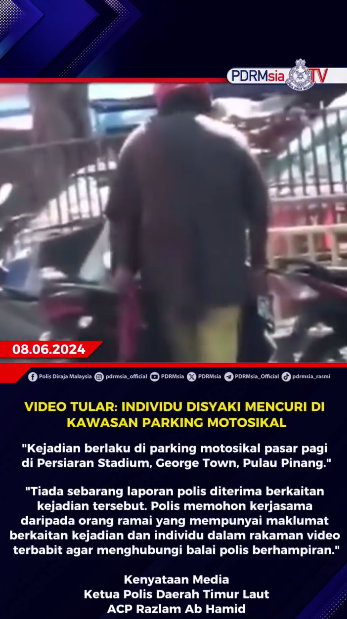 Video Tular Individu Disyaki Mencuri Di Kawasan Parkir Motosikal