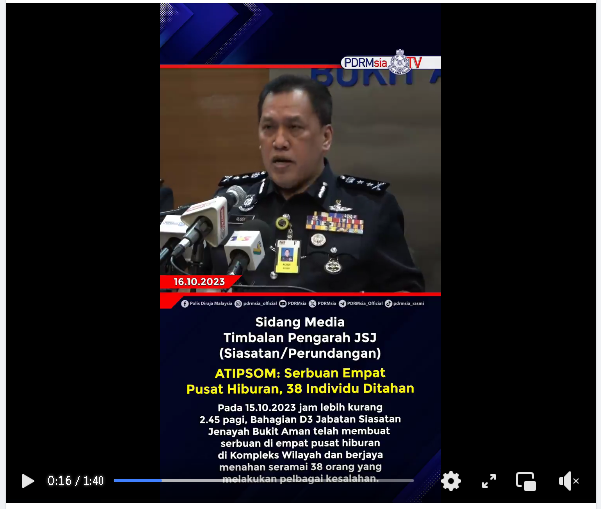 Video Pilihan Atipsom Serbuan Empat Pusat Hiburan 38 Individu Ditahan