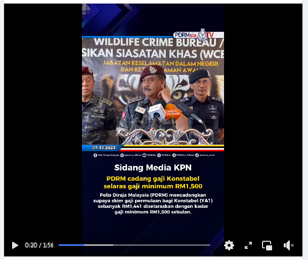 Video Pilihan Pdrm Cadang Gaji Konstabel Selaras Gaji Minimum Rm1 500
