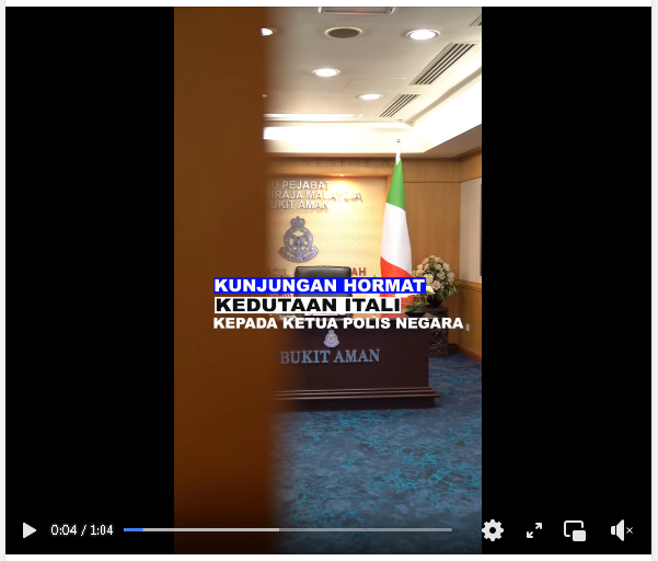Video Pilihan Kunjungan Hormat Kedutaan Itali Kepada Ketua Polis Negara
