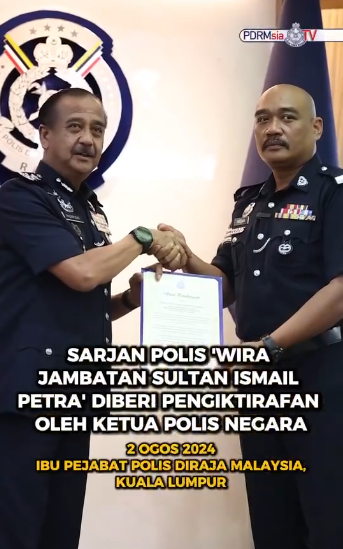 Video Pilihan Sarjan Polis Wira Jambatan Sultan Ismail Petra Diberi Pengiktirafan Oleh Kpn