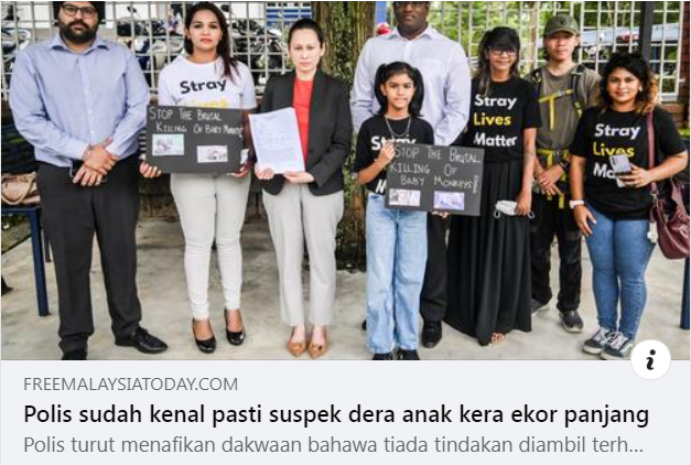 Artikel Pilihan Polis Sudah Kenal Pasti Suspek Dera Anak Kera Ekor Panjang