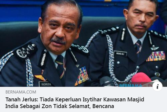 Artikel Pilihan Tanah Jerlus Tiada Keperluan Isytihar Kawasan Masjid India Sebagai Zon Tidak Selamat Bencana Kpn