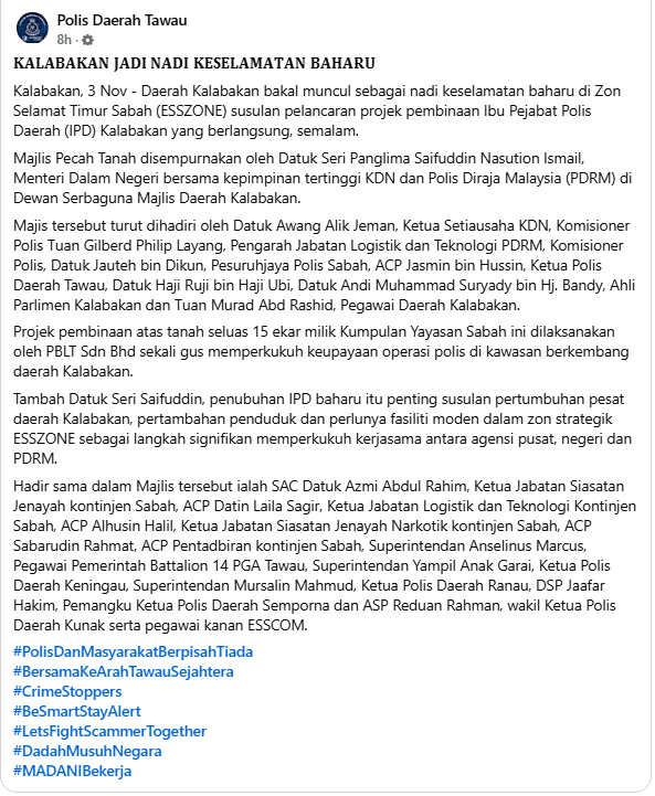 Posting Pilihan Pengarah Jlog Hadir Pelancaran Projek Pembinaan Ipd Kalabakan
