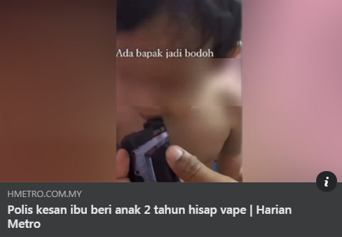 Artikel Pilihan Video Tular Polis Kesan Ibu Beri Anak Kecil Hisap Vape