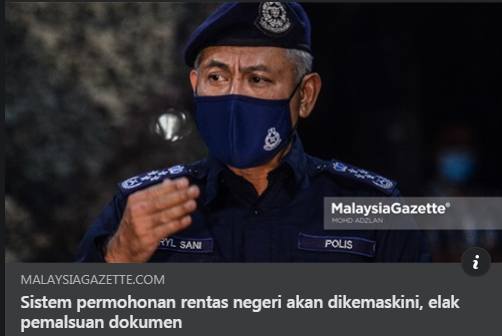 Artikel Pilihan Sistem Permohonan Rentas Negeri Akan Dikemaskini Elak Pemalsuan Dokumen Kpn