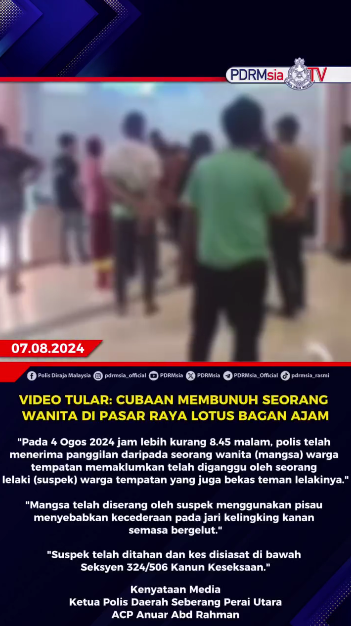 Video Tular Cubaan Membunuh Seorang Wanita Di Pasar Raya Lotus Bagan Ajam