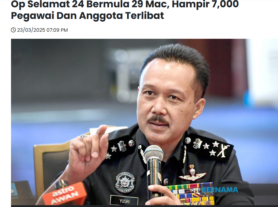 Artikel Pilihan Op Selamat 24 Bermula 29 Mac Hampir 7 000 Pegawai Dan Anggota Terlibat
