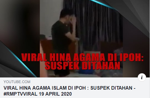 Video Tular Suspek Persenda Agama Islam Telah Berjaya Ditahan