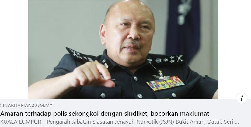 Artikel Pilihan Amaran Terhadap Polis Sekongkol Dengan Sindiket Bocorkan Maklumat