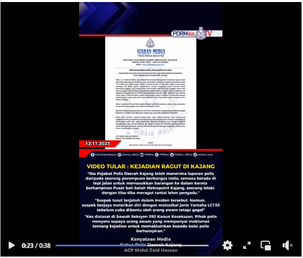 Video Tular Kejadian Ragut Di Kajang