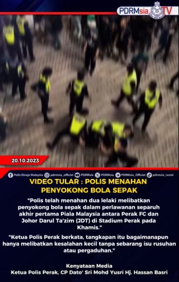 Video Tular Polis Menahan Penyokong Bola Sepak