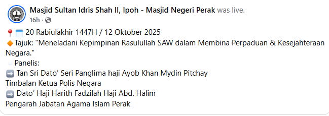 Live Forum Perdana Sempena Mosque Open Day Dan Maulidur Rasul