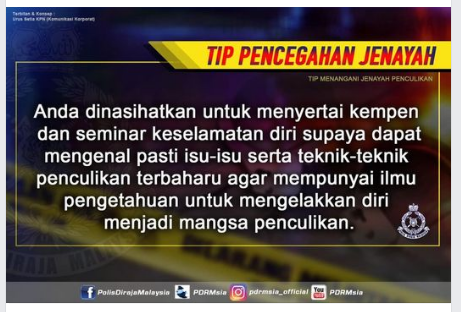 Tip Pencegahan Jenayah 130