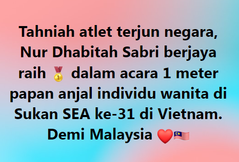 Tahniah Atlet Terjun Negara