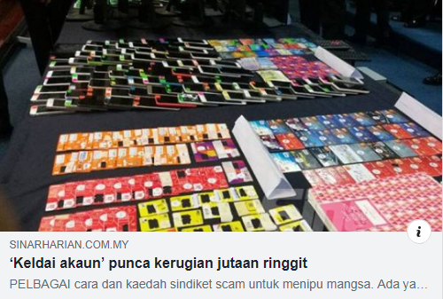 Artikel Pilihan Keldai Akaun Punca Kerugian Jutaan Ringgit