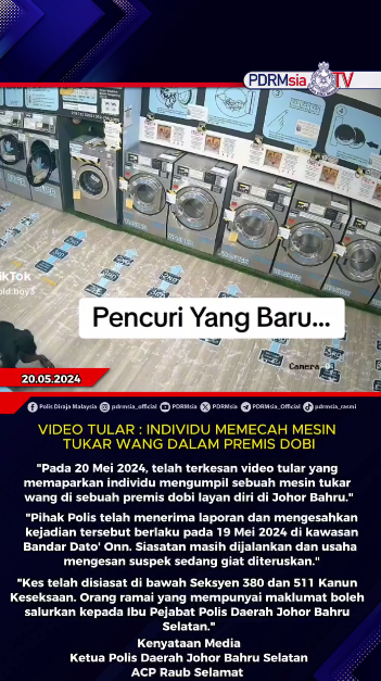 Video Tular Individu Memecah Mesin Tukar Wang Dalam Premis Dobi